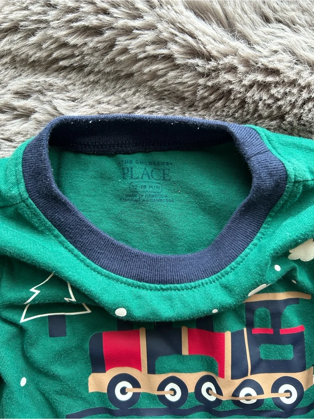 The Children's Place Green and Navy Layered-Look Train Long Sleeve Tee
